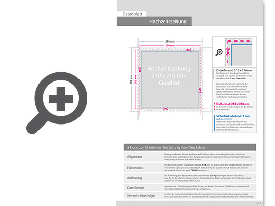 Product Bild hochzeitszeitung_mit_drahtheftung__endformat_quadrat_21_0_cm_x_21_0_cm__12-seitig